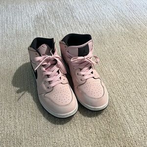 light pink and black nike air jordan’s